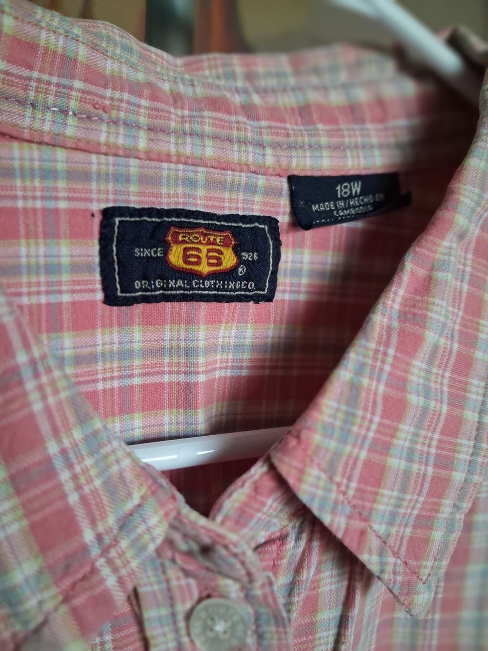 Route 66 Women's Short Sleeve Plaid Button-Down Shirt - Pink/White - 18 W - Picture 3 of 7
